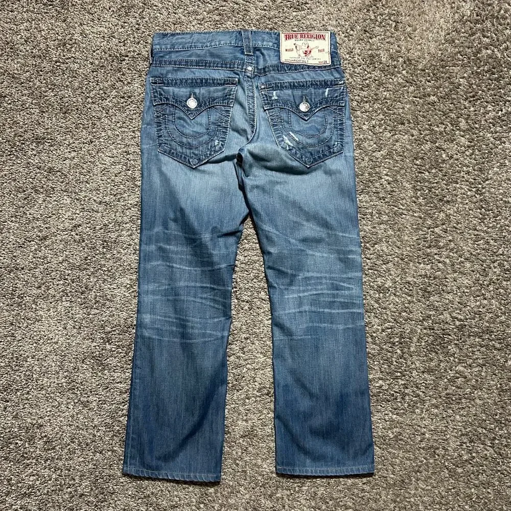 Vintage True Religion Jeans Thick Stitch Ricky Big T y2k Made in USA 31 (33x29)